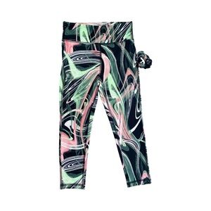 ID Ideology Colorful Printed 7/8 Length Leggings W/ Scrunchy NWT Size M (10/12)